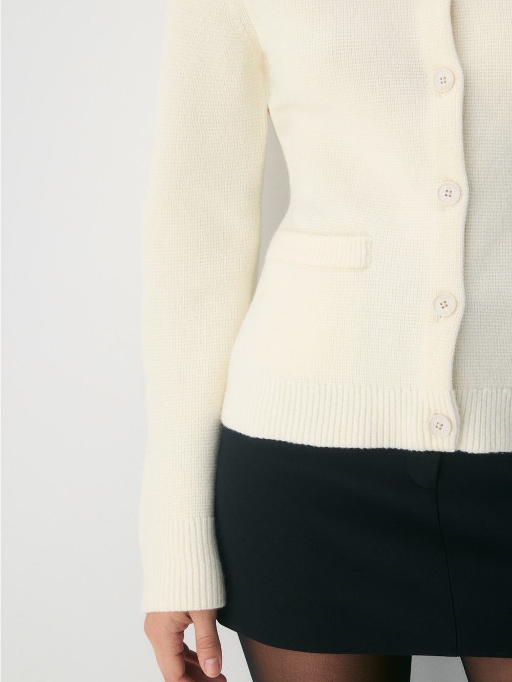 Babaton Merino Wool Cardigan - Light Birch - Picture 4 of 5